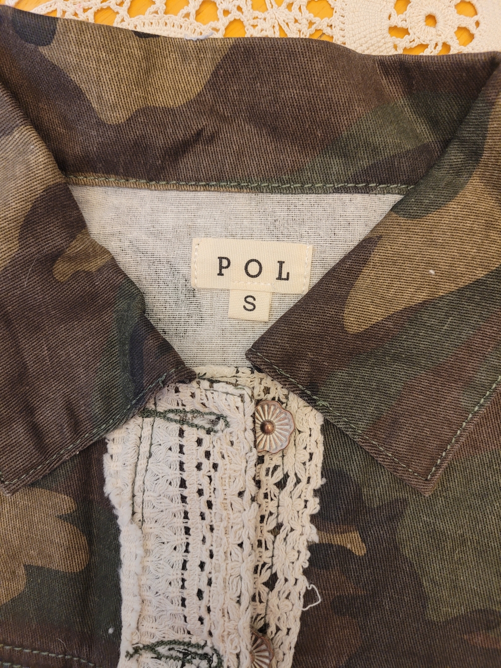 POL Camo Jacket with Pink Floral Appliqué and Lace - Picture 7 of 10